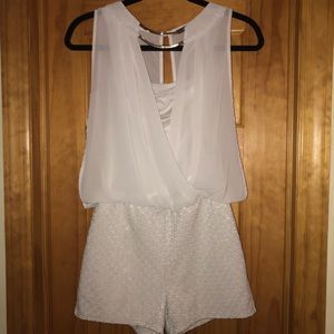 White Romper with Gold Details